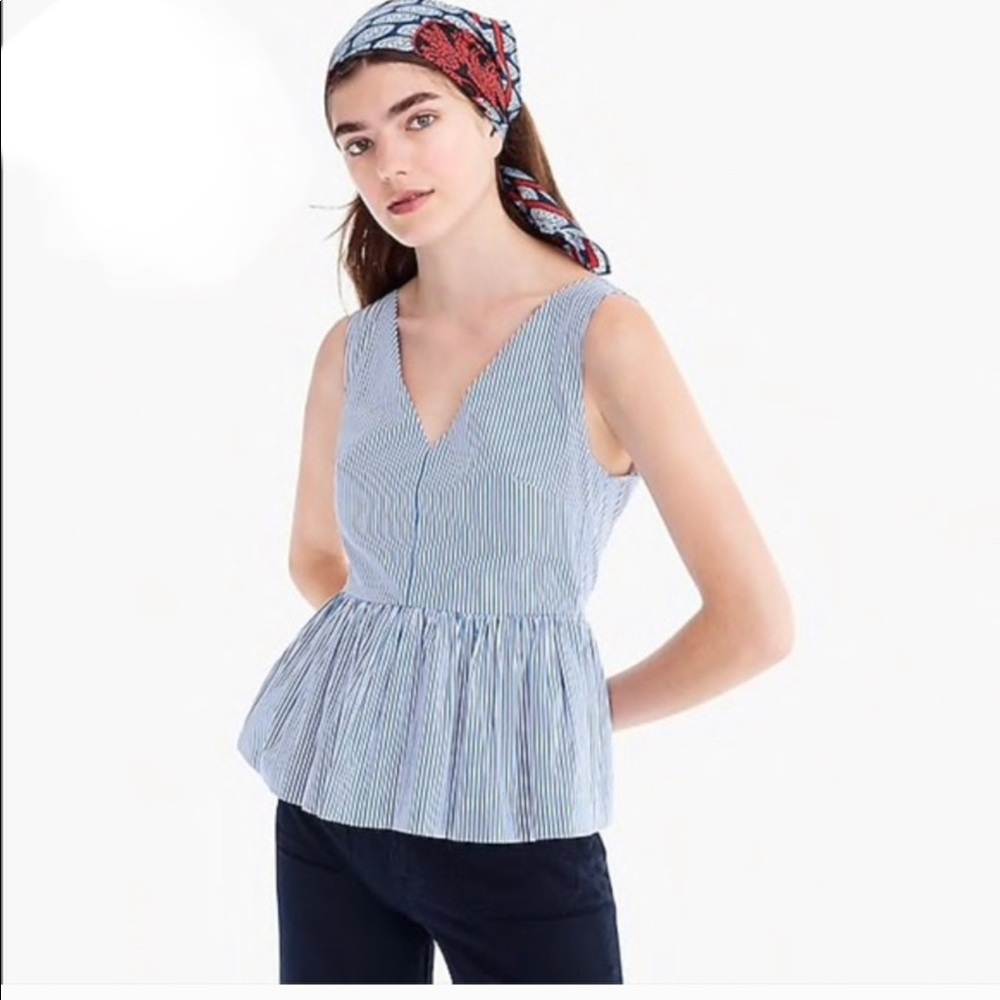 J. Crew Striped Peplum Top